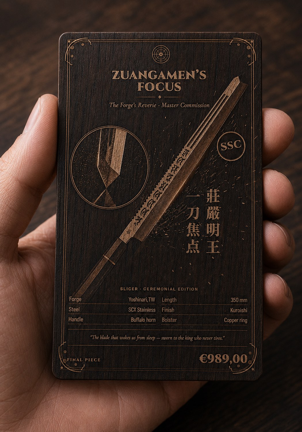 Laser-engraved wooden trading card